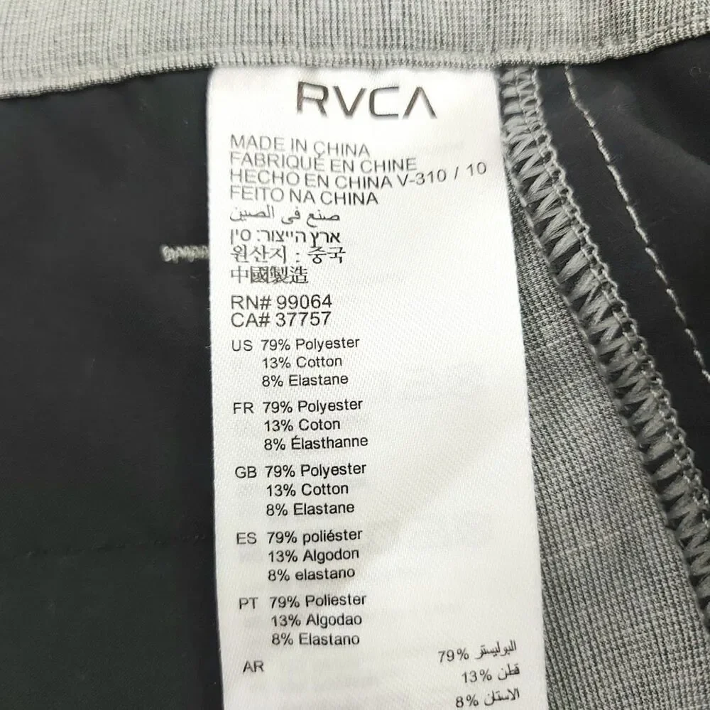 RVCA VA Hybrid Shorts Mens 32 Gray Stretch Lightweight Casual Beach Travel